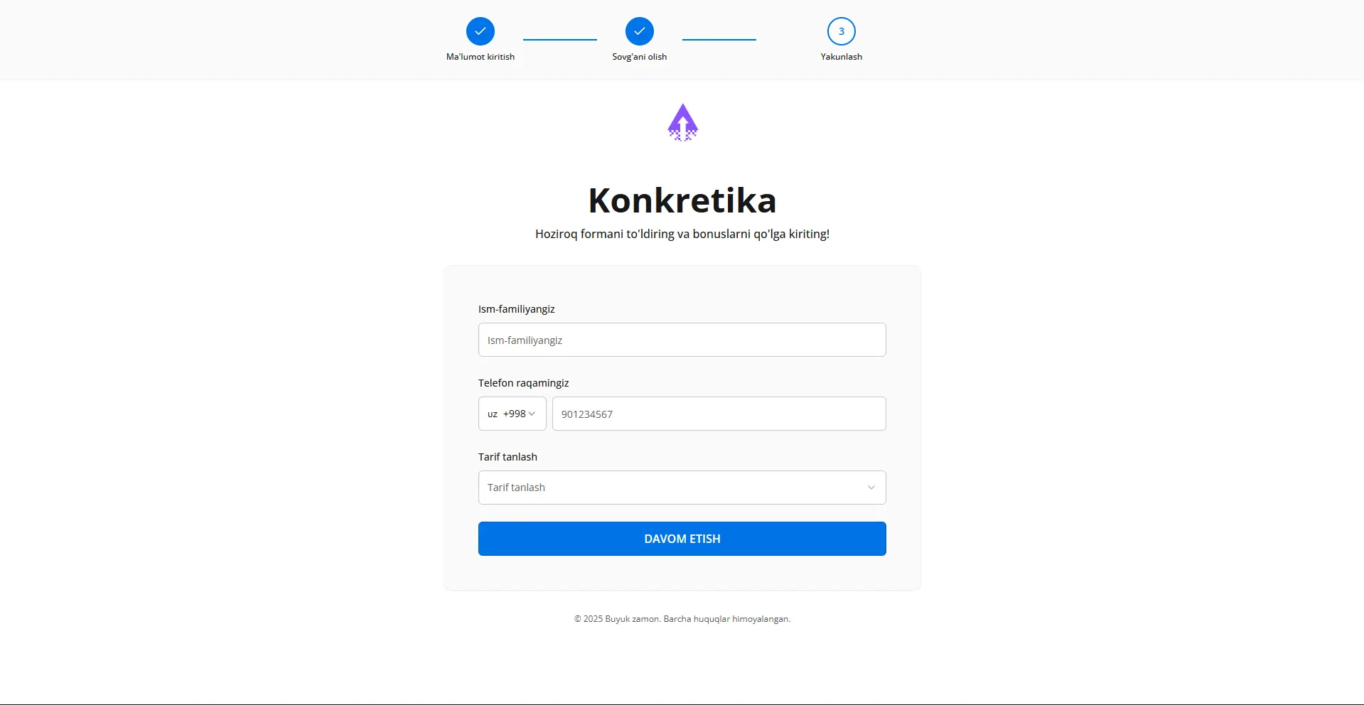 Payment system for "Buyuk zamon" 2