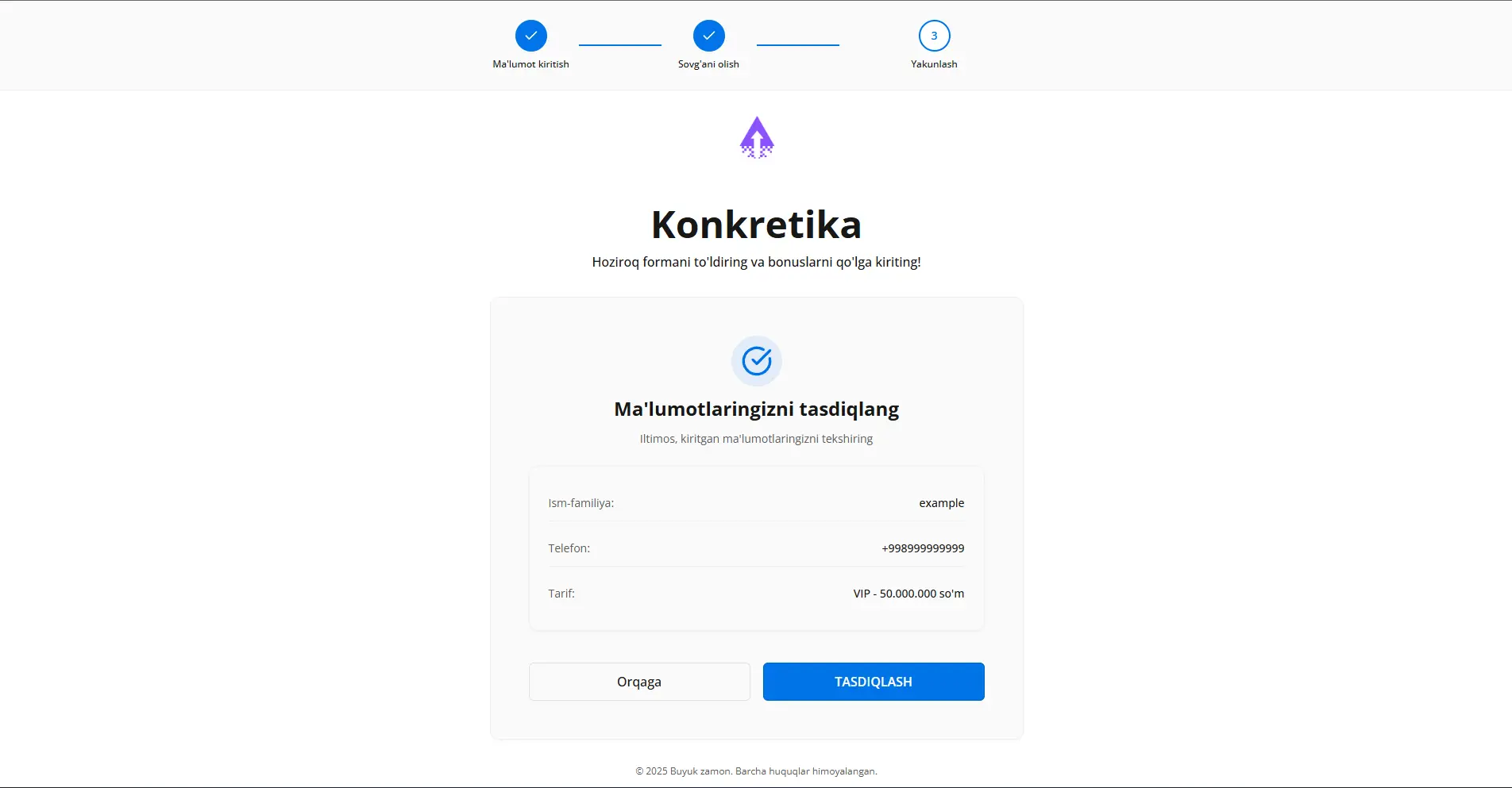 Payment system for "Buyuk zamon" 3