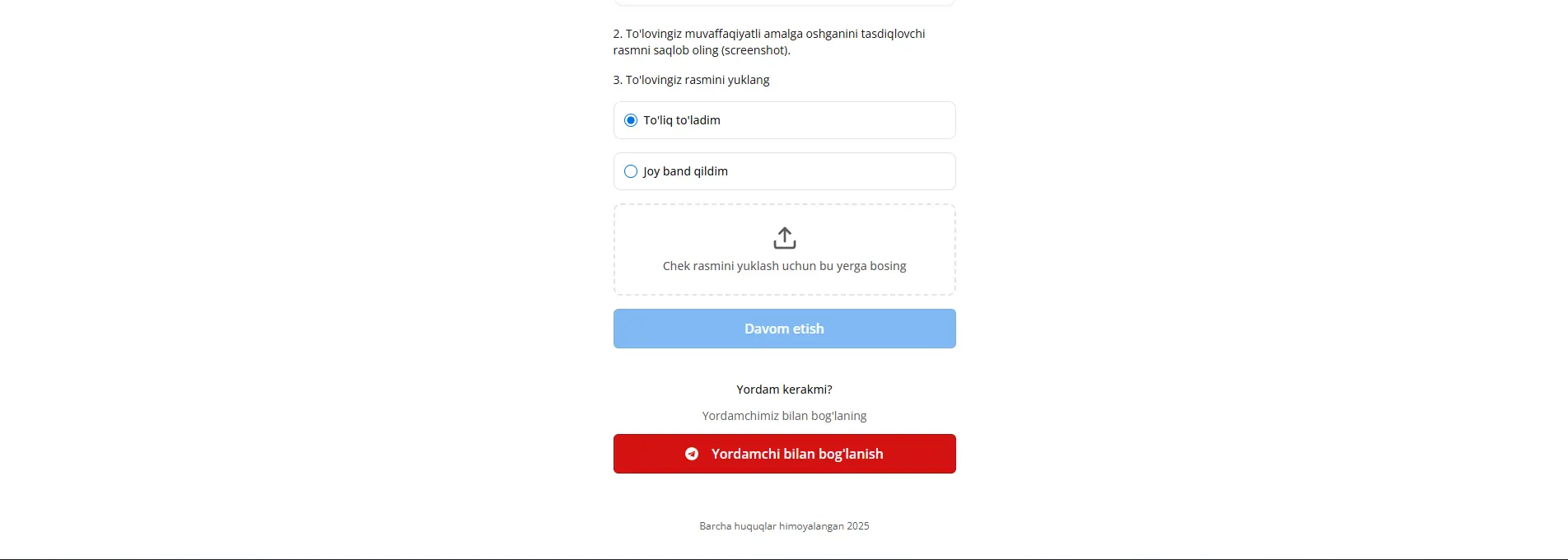 Payment system for "Buyuk zamon" 5