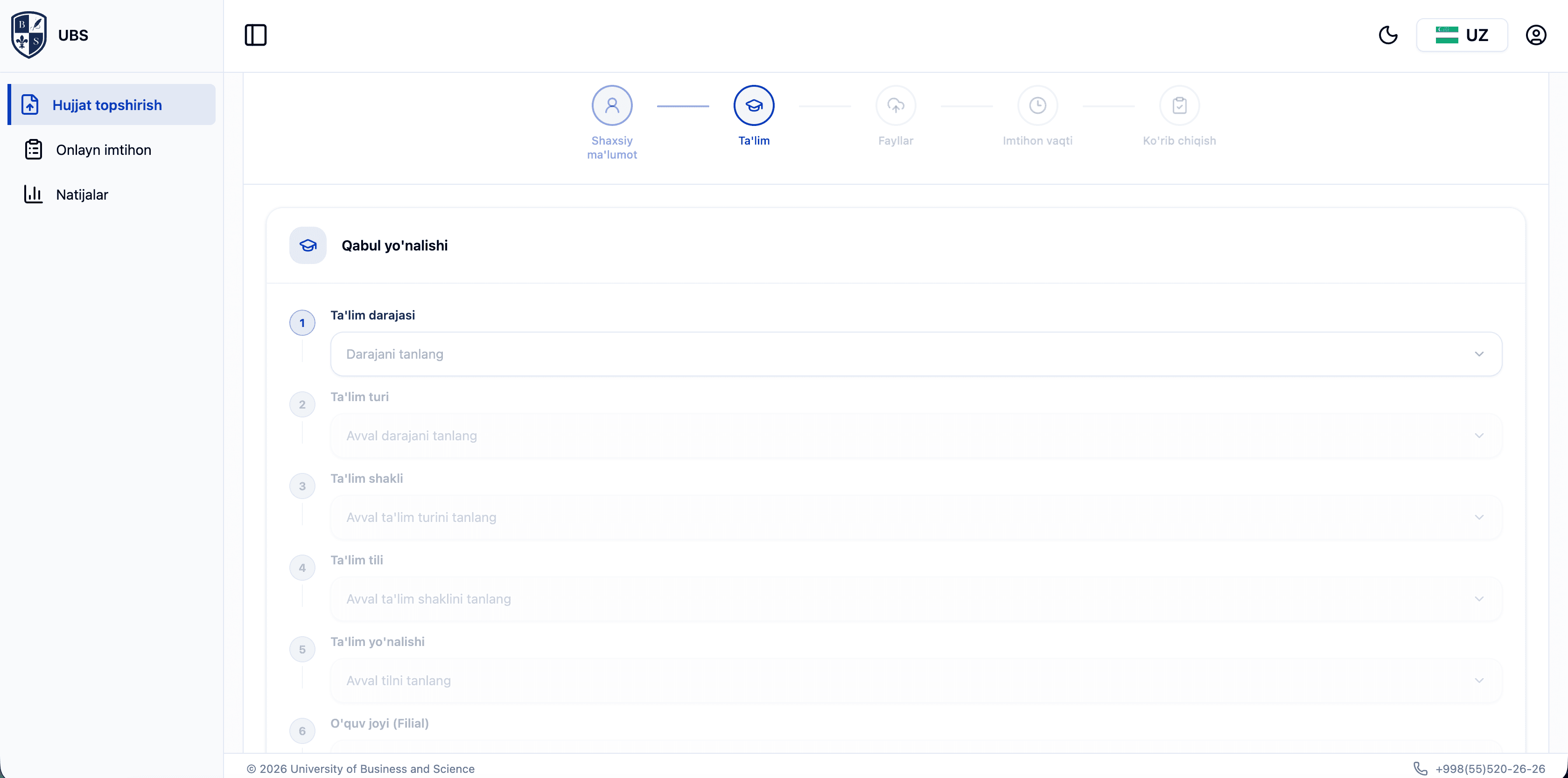 UBSU admission portal 5