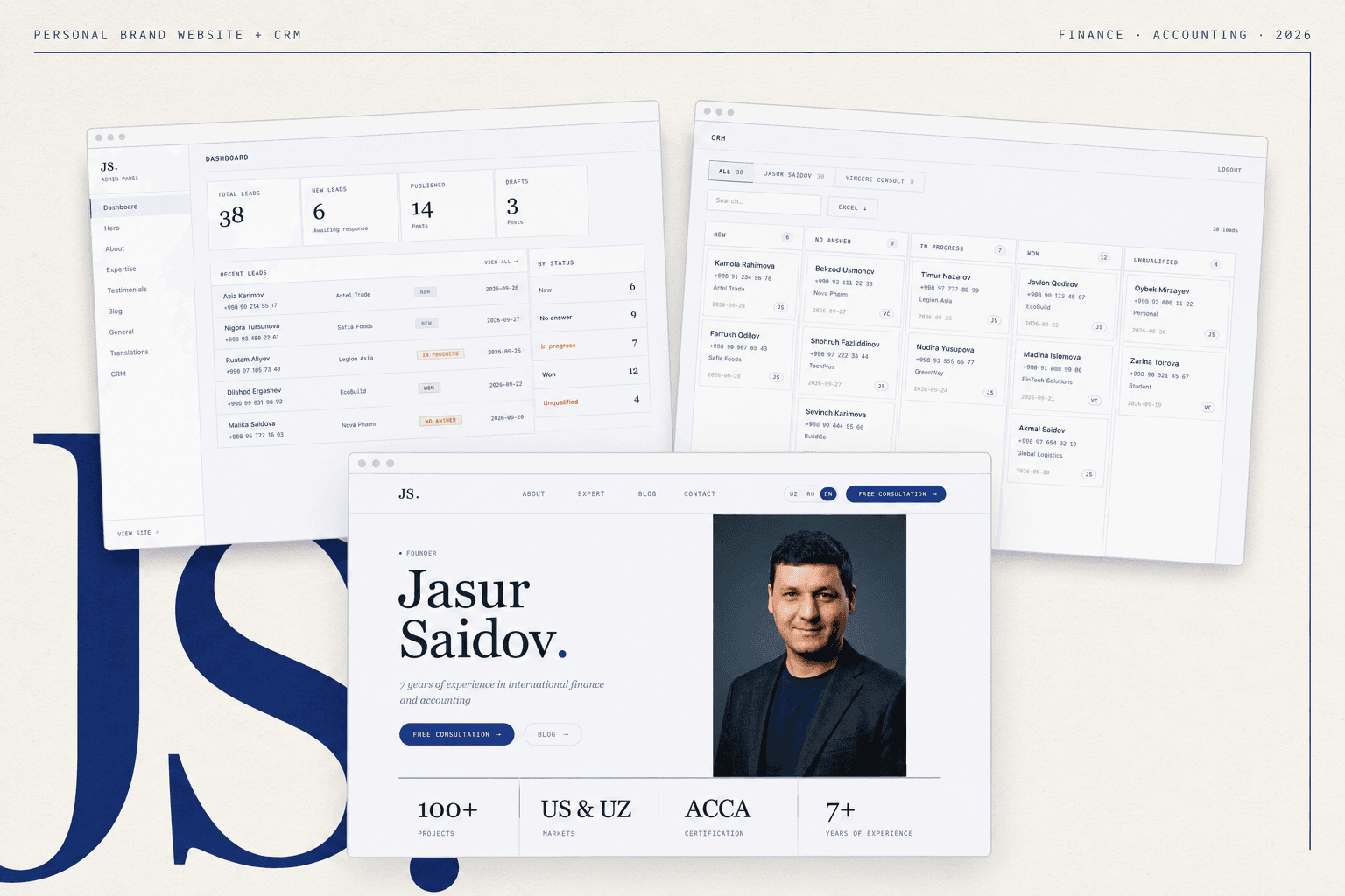 Jasur Saidov Personal Website & Admin Panel