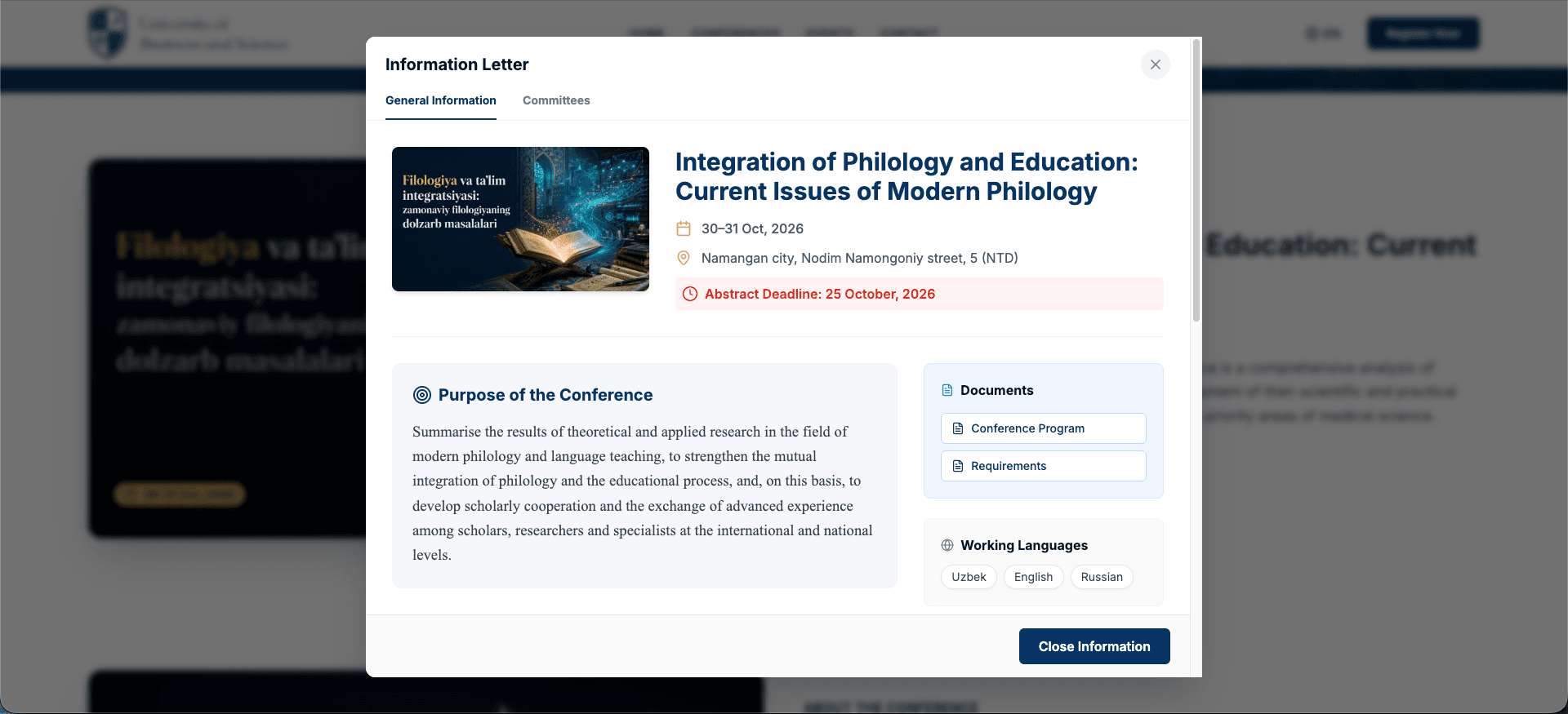 UBSU Conference Portal 2