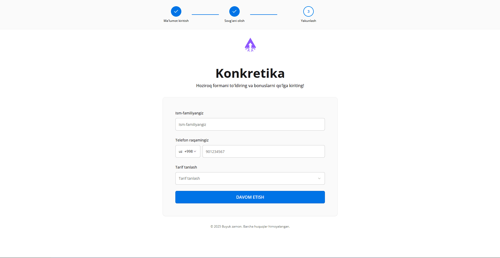 Payment system for "Buyuk zamon" 1