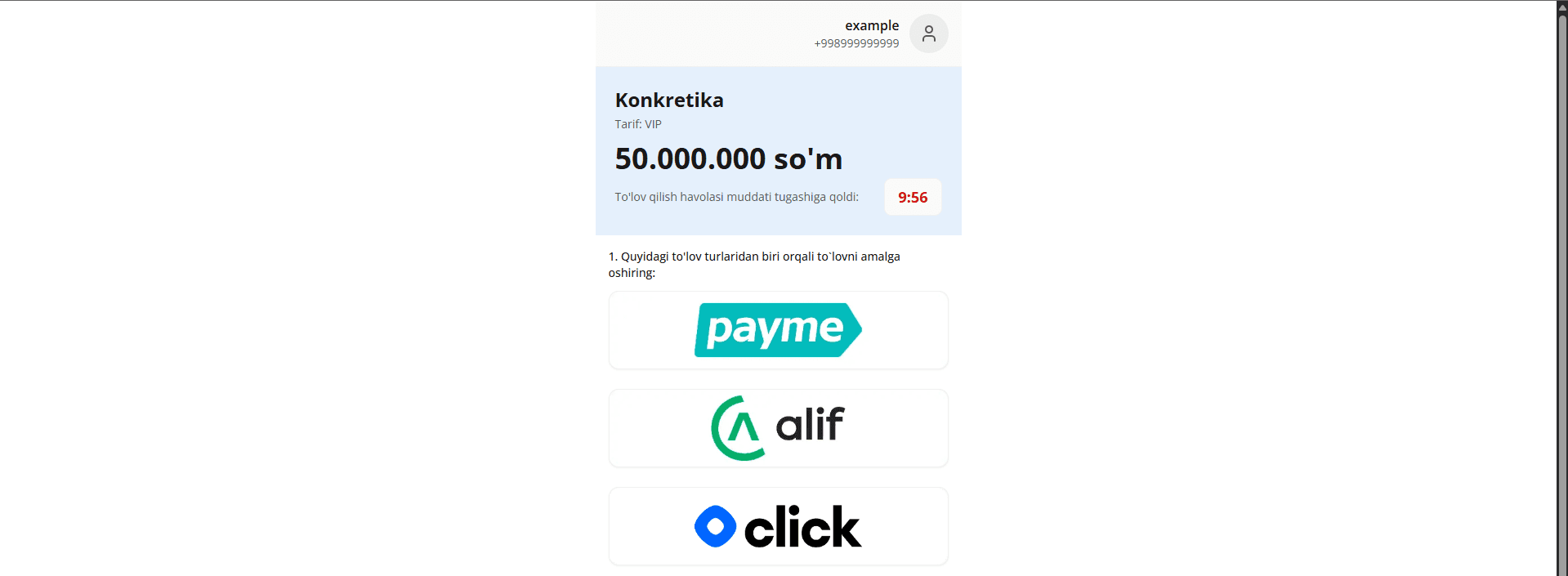 Payment system for "Buyuk zamon" 3
