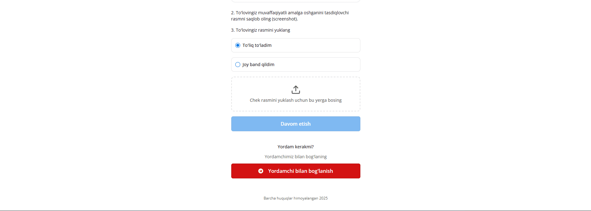 Payment system for "Buyuk zamon" 4