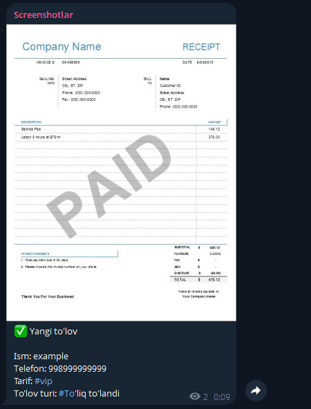 Payment system for "Buyuk zamon" 5